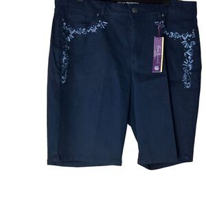 Gloria Vanderbilt All Around Slimming Effect Shorts Blue Size 14 Unisex Adults